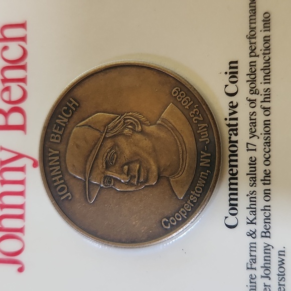 Cooperstown Collection Johnny Bench Commemorative Coin 1989 Reds MLB Collectible - Picture 2 of 3